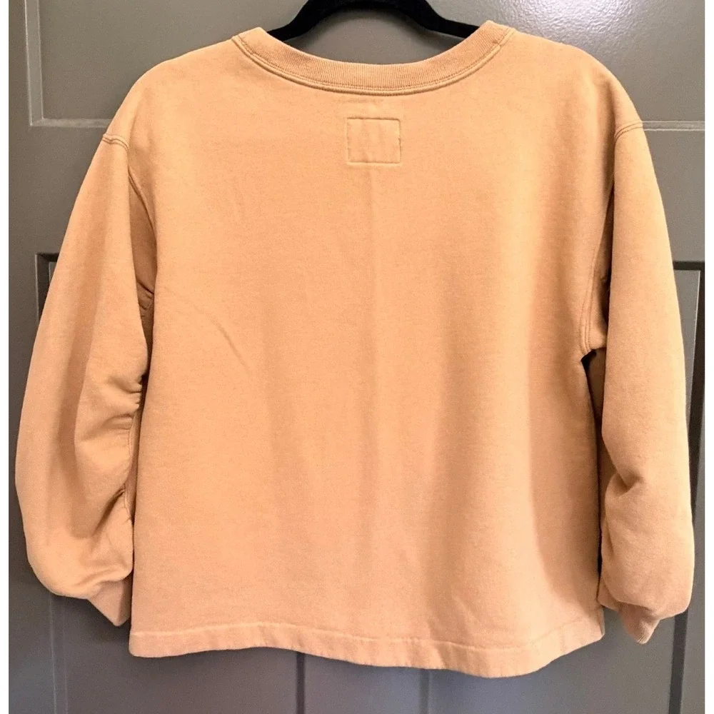 Abercrombie & Fitch Soft A&F Collection Ruched Sleeve Sweatshirt Tan Small